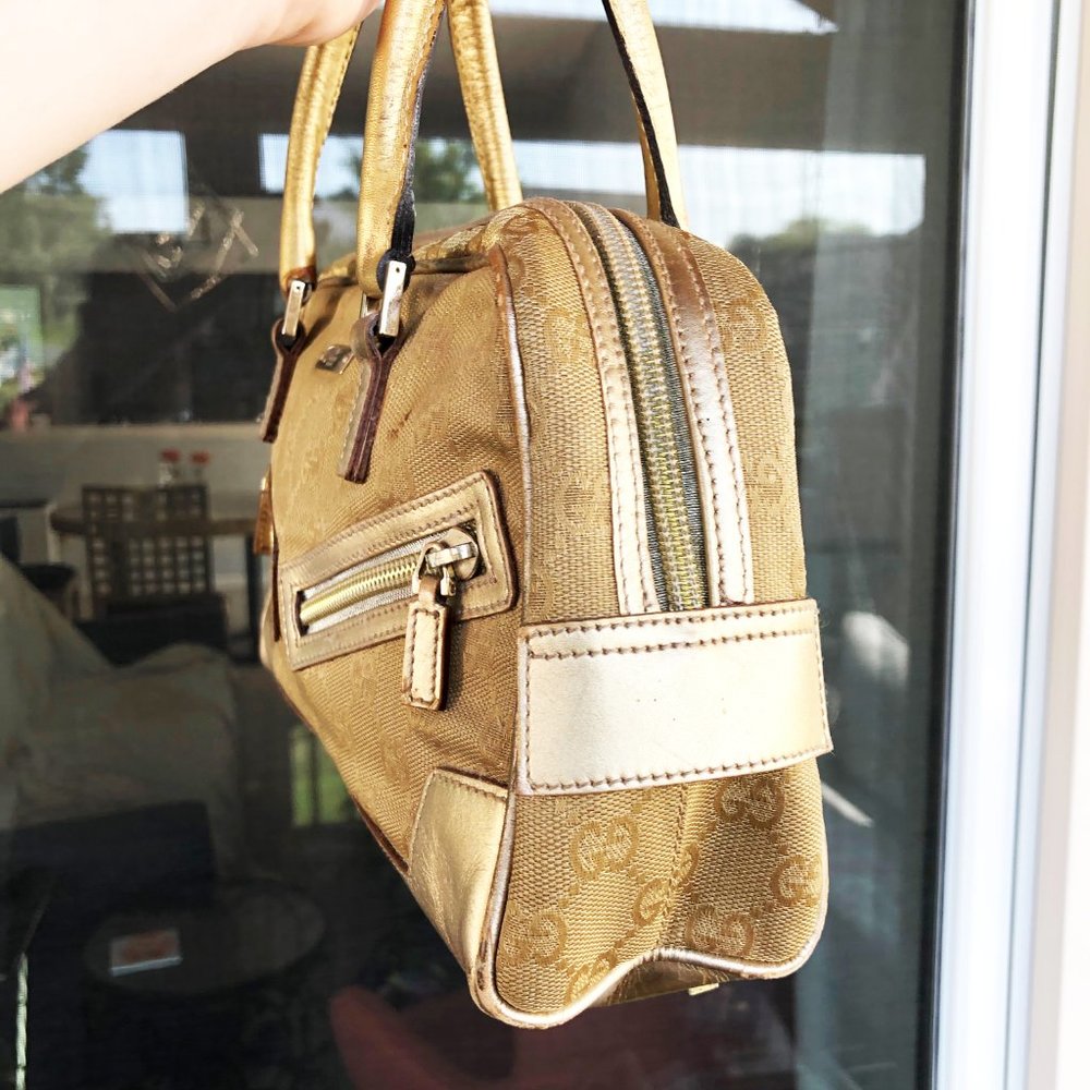 Gucci Gold GG Monogram Mini Bowler Satchel/Bag - Picture 7 of 15